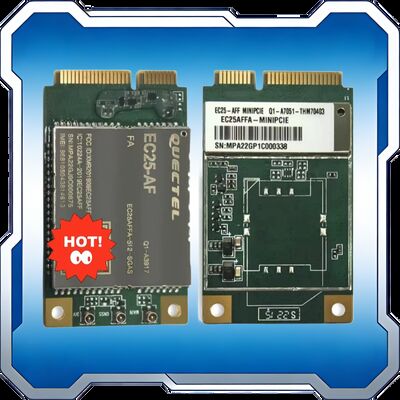 Quectel EC25-AF is  LTE Cat 4 module optimized for M2M and IoT applications, delivering maximum data rates of 150 Mbps downlink and 50 Mbps uplink. Designed for the North American market, this module